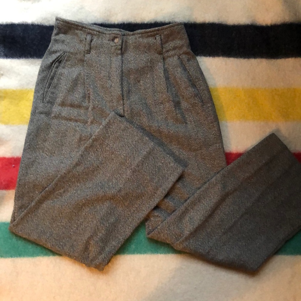 Vintage wool herringbone trousers